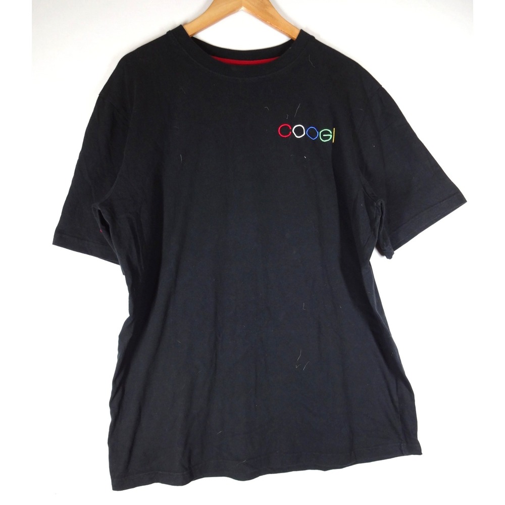 Coogi T Shirt Mens XL Black Multi Color Embroidered Logo Streetwear Hip Hop Tee